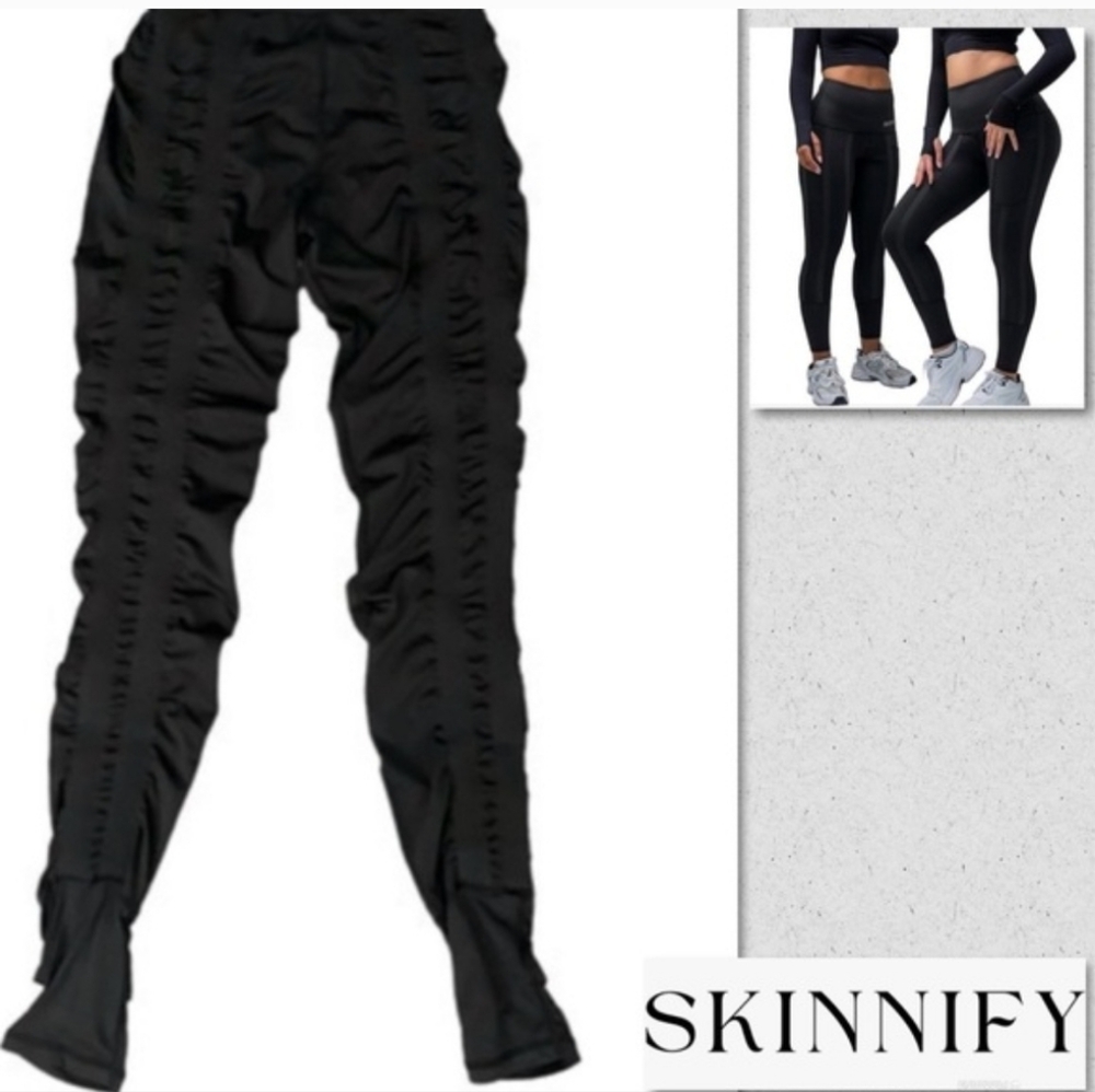 Skinnyfy Leggings Size M Black High Waist Workout Sporty Athletic Gym Stretch